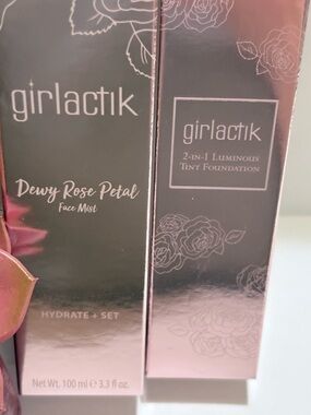 Girlactik Dewy Rose Petal Face Mist & 2 in 1 Luminous Tint Foundation Duo - F2